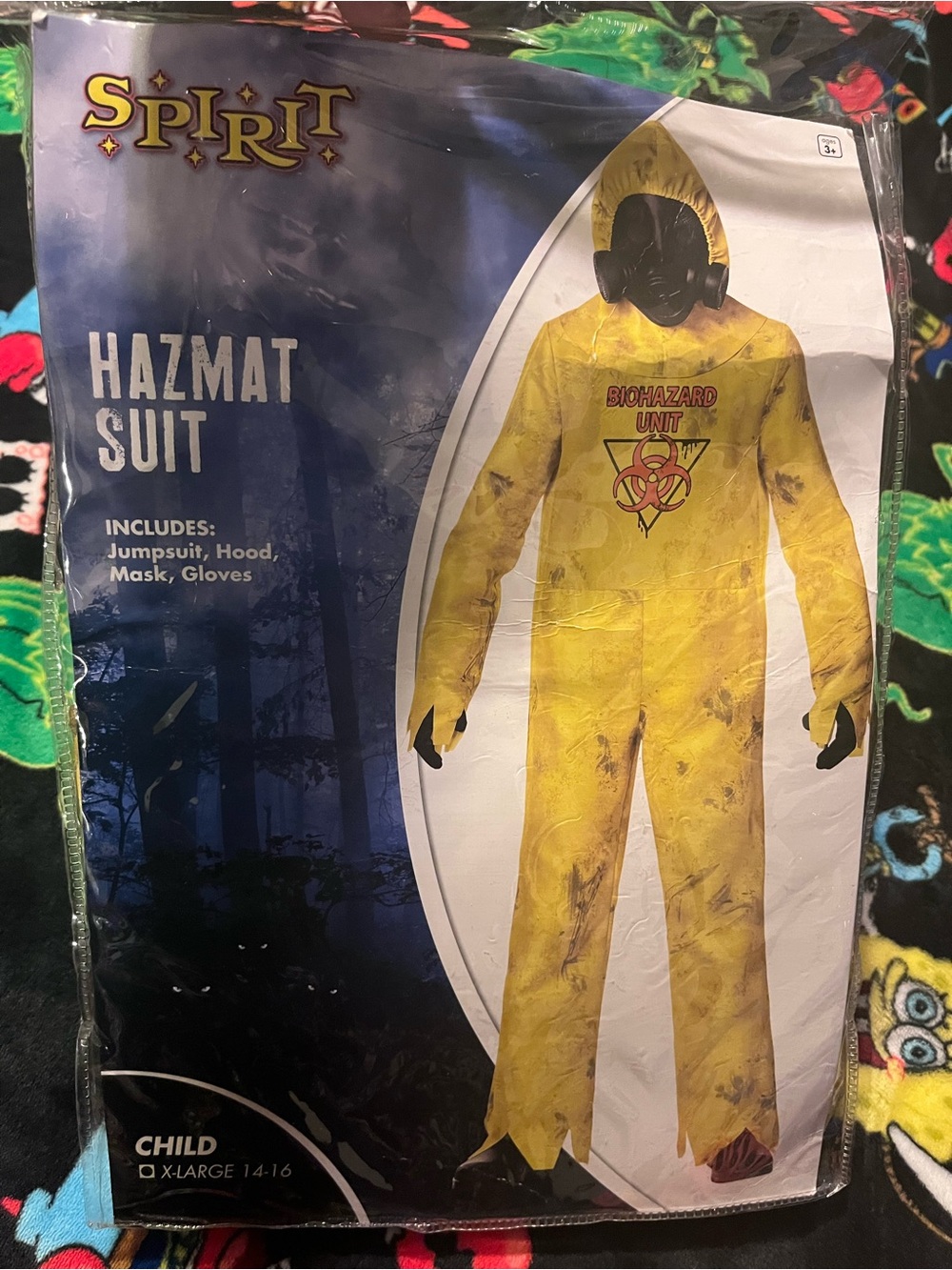 Spirit Yellow Kids Hazmat Suit Costume with Biohazard Graphic